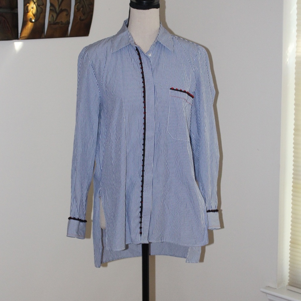 Zara, collard Blue Stripped button down shirt
